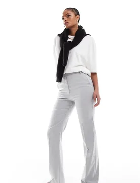 Womens Tall Tailored Slim Straight Trousers In Light Grey - Size 20 Uk - ASOS DESIGN - FashionsVida