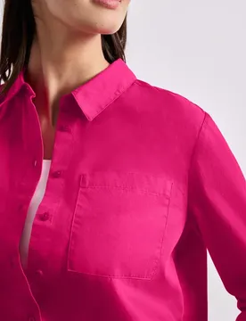 Langarm Bluse mit Hemdkragen aus Twill female Pink