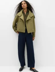 Cotton Rich Double Breasted Utility Jacket Sage female