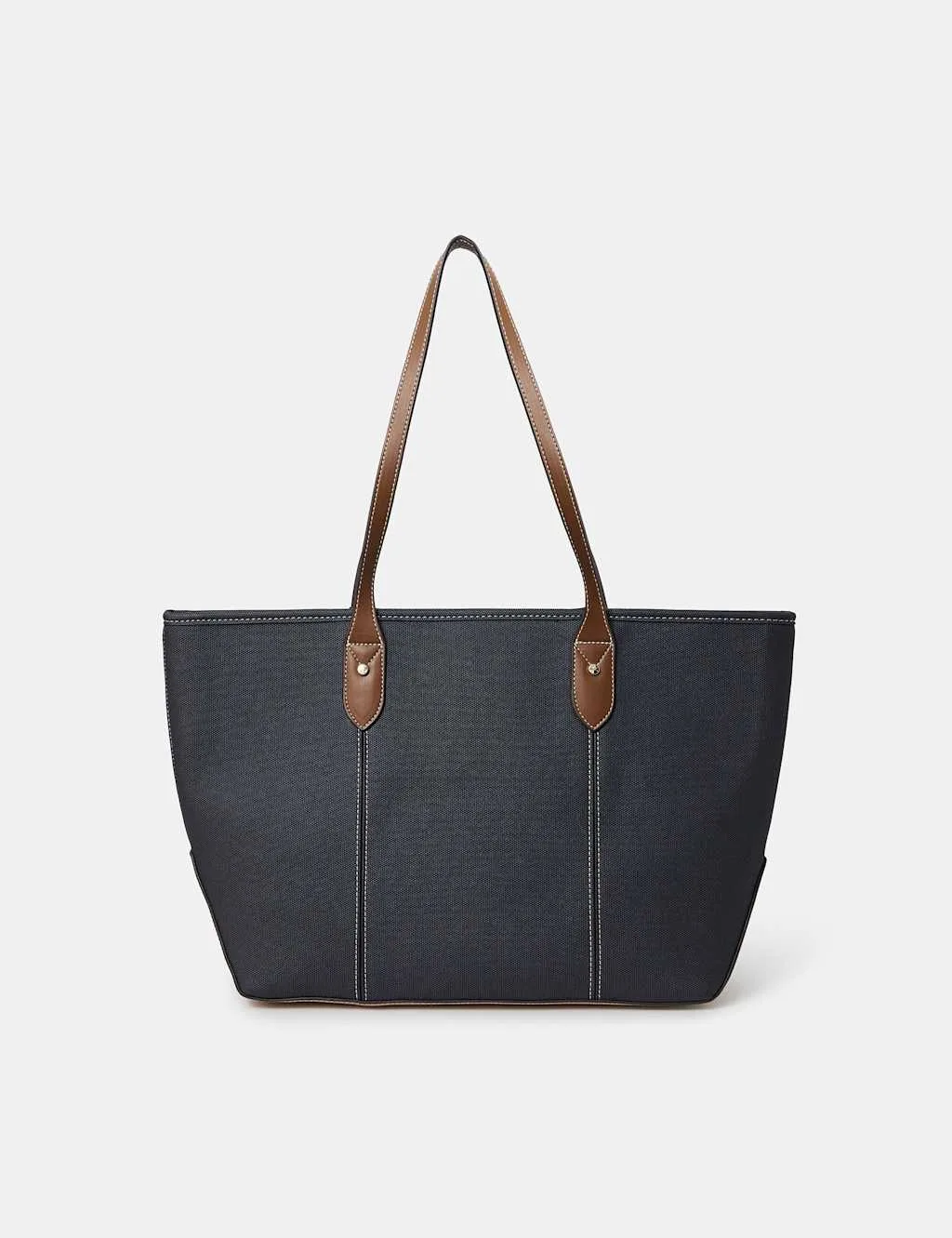 Textured Contrast Colour Zip Top Tote Bag Navy female - Accessorize - FashionsVida