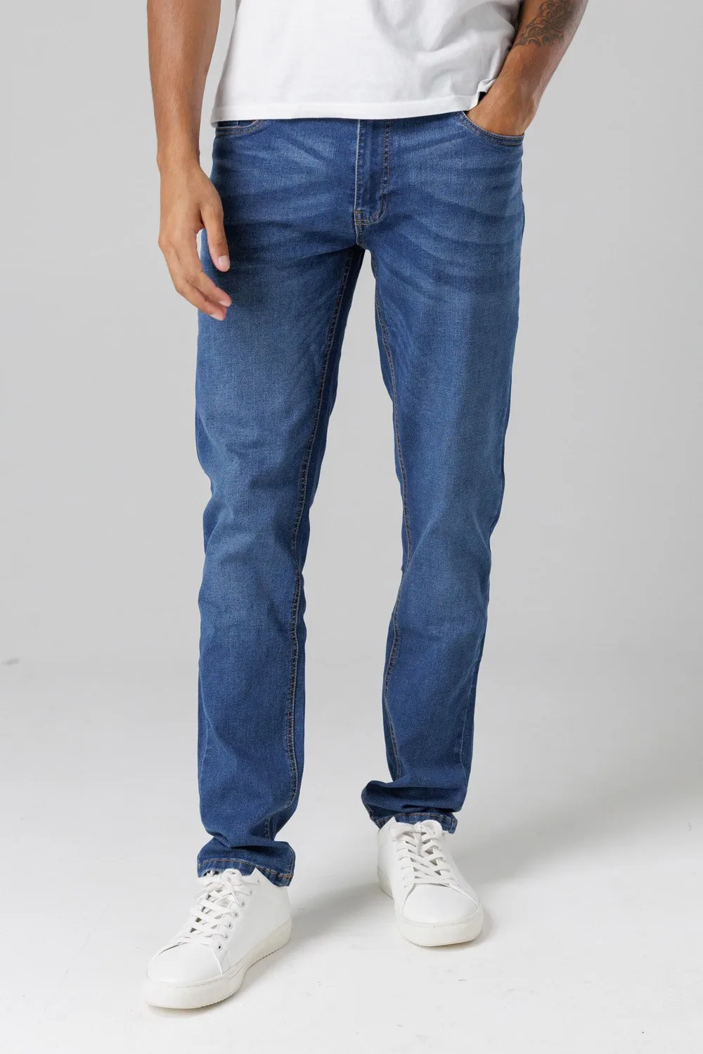 Mens Slim Fit Cotton Blend Jeans - Tokyo Laundry - FashionsVida