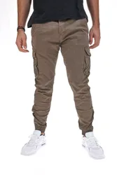 Pantaloni Cargo con Polsino Khaki 2750 36