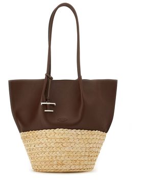 TOD'S Shopping Bag in Straw and Leather Medium