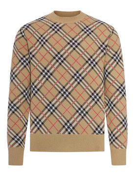 Pullover A Quadri In Cotone E Lana
