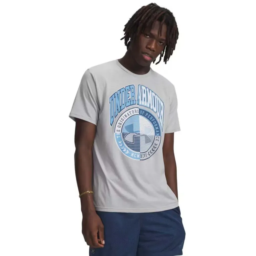 T-shirt à Manches Courtes Varsity Crest Gray L - Under armour - FashionsVida