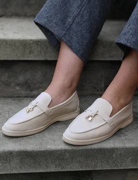 Women's 'Pegasus' Slip On Trim Loafers With Accessory Detailing in Beige Size: 5 - Beige - Size: 5 - Where's That From - FashionsVida