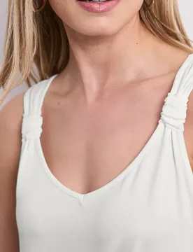 Top mit V-Neck und Knotendetail female Weiß - Street One - FashionsVida