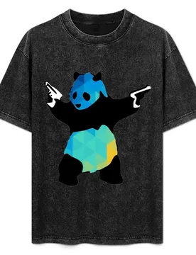Bansky Panda Guns Abstract Polygon Multi Color Cubism T-Shirt Fashion Print Casual Short Sleeve - Aliexpress - FashionsVida