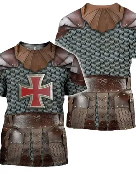 European Medieval Knight Style Summer Print Fashion New Men's Street Culture Casual Slim Retro 0 Collar Short Sleeve T-shirt Top - Aliexpress - FashionsVida