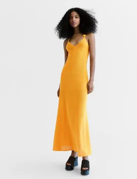 Robe Midi Rustique En Crochet L Jaune - Bershka - FashionsVida