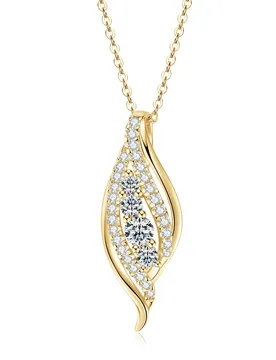 D color moissanite s925 sterling silver fashion necklace leaf simple collarbone chain - Aliexpress - FashionsVida