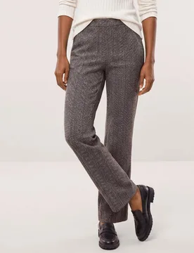 Hose aus Fischgrat Jersey, Regular Fit#normale Größen#Kurzgrößen, Farbe Braun, 44, moderne Marlene-Form edles Dessin Damen - Walbusch - FashionsVida