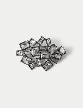 Geometric Crystal Brooch Clear female - M&S - FashionsVida