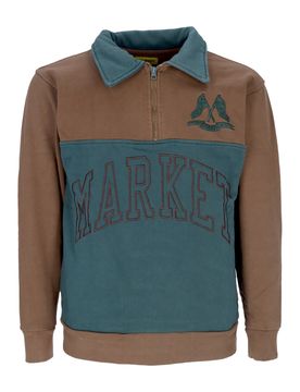 Polo Manica Lunga Uomo Half Zip Rugby Sweatshirt Milk Chocolate