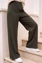 Women's Petite Wide Leg Ponte Stretch Trouser in Khaki Size: 18 - Khaki - Size: 18