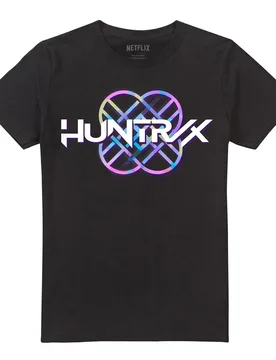 Unisex Adult Huntr/x Pastel Logo T-Shirt (Black) - Size X-Large - K-Pop Demon Hunters - FashionsVida