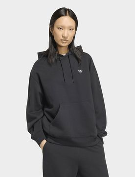 Womens Felpa Con Cappuccio In Tessuto Felpato Essentials Oversize - Nero, nero nero Donna taglia 2XL