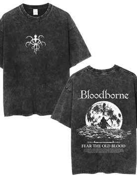 Game Bloodborne Fear The Old Blood Vintage Washed T-shirt Men Women Casual Horror Style T Shirts Male Oversized Cotton T-shirtss - Aliexpress - FashionsVida