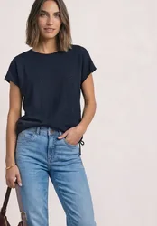 T-Shirt aus Spitze mit Rundhals female Blau