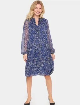 Valerie V-notch Neck Chiffon Dress - Dark Navy - Size: XS - Saint tropez - FashionsVida