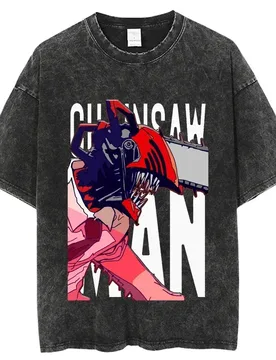 Hotsale Vintage Washed Tshirts chainsaw man Anime T Shirt Harajuku Oversize Tee Cotton fashion Streetwear unisex top - Aliexpress - FashionsVida