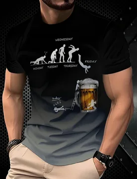Beer Evolution Graphic- Humorous Monday to Friday Human Evolution Design-100% cotton O-neck casual printed T-shirt - Aliexpress - FashionsVida
