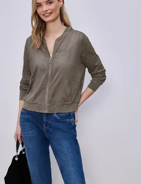 Blouson aus Velours Mesh mit Zipper female Beige