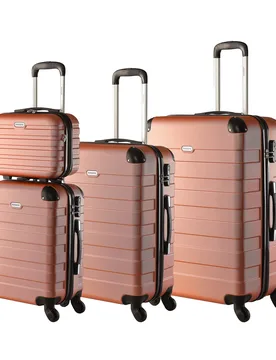 Hartschalen-Koﬀer-Set „Essential“, 4-teilig rosa schwarz - Monzana - FashionsVida