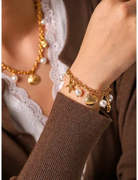Chain Bracelet Necklace Ocean Style Summer Accessories Shell Pearl Shell Drop Stainless Steel High Quality Jewelry - Aliexpress - FashionsVida