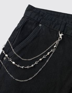 Herren Tribal Jeans Hosen-Kette Silver