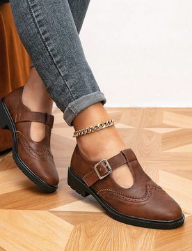 Zapatos Oxford para mujer de otoño/invierno, bailarinas Mary Jane, zapatos casuales vintage tipo Brogue con puntera redonda y calados, zapatos de oci