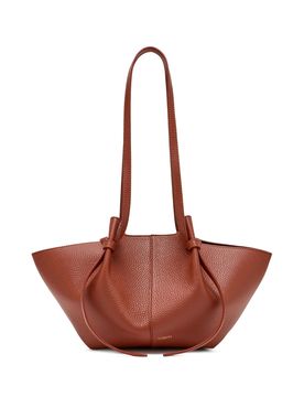 Knot-Detail Leather Shoulder Tote Bag with Magnetic Closure (40.5cm x 19cm x 19.5cm)