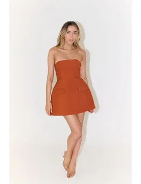 Womens Om The Ultimate Strapless Dress In Rust - Size 2xl - Odd Muse - FashionsVida