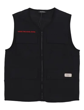 Smanicato Uomo Screaming Skull Print Worker Gilet Black - PHOBIA - FashionsVida