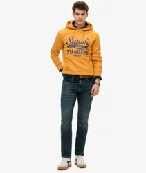 Superdry Men's Standard Script Kapuzenpullover Lockere Passform Gelb - Größe: L