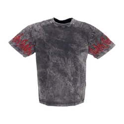 Maglietta Uomo Embroidered Flames Tee Grey/red