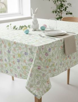 Tovaglia pasquale con motivo di piante e uova - multicolor