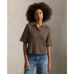 Jersey de mujer tipo polo de punto de algodón