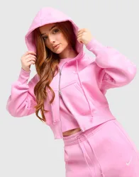 Womens Felpa con Cappuccio Crop Full Zip Phoenix - Rosa, rosa rosa Donna taglia XS