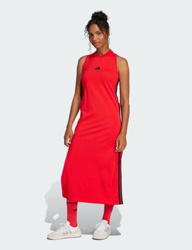 Abito Essentials 3-Stripes Long Racerback 2XS Pure Ruby / Black