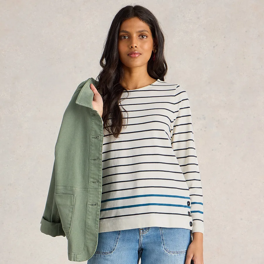 Fairtrade Willow Stripe Top - White - White stuff - FashionsVida