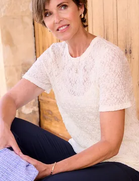 Women's Stretch Lace Jersey Top in Ivory Size: 16 - Ivory - Size: 16 - Cotton Traders - FashionsVida