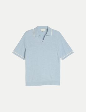 Strick-Poloshirt Blau 3XL