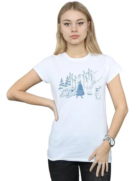 Women's Frozen Anna Sven & Olaf Cotton T-Shirt in White Size: XL - White - Size: XL - Disney - FashionsVida