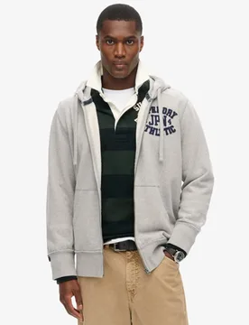 Superdry Herren Hellgrau Vintage Athletic Kapuzenjacke Gesticktes Logo, Größe: S - 94.99 - FashionsVida