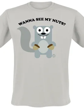 T-Shirt - Wanna See My Nuts - Squirrel - M bis 3XL - für Männer - Größe XXL - grau - Männer - male - Todd Goldman - FashionsVida