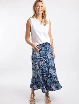 Ares Womens Printed Jersey A-Line Maxi Skirt - - Size: 10 - Weird Fish - FashionsVida