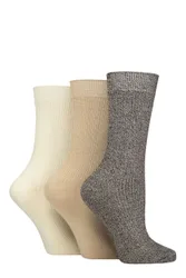 Women's 3 Pair Glenmuir Bamboo Leisure Socks Cocoa 4-8 - Assorted - Size: Small