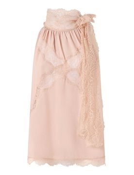 Gonna Midi Mandarancio In Cotone Rosa Chiaro