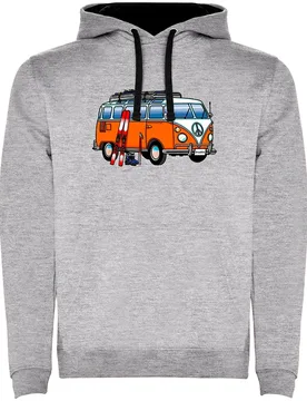 Sweat à Capuche Hippie Van Ski Two-colour Heather Grey / Black S - Kruskis - FashionsVida